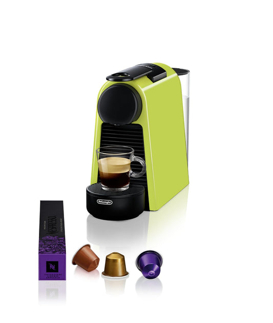Premium Kaffimaschine Essenza Mini Grün, 19 Bar + Willkommensset, Kompakts Design, Espresso und Lungo, Automatischi Abschaltig, Limegrün