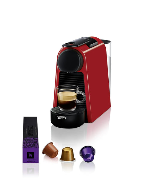 Premium Kaffimaschine Essenza Mini Rubinrot, 19 Bar + Willkommensset, Kompakts Design, Espresso und Lungo, Automatischi Abschaltig, Rot